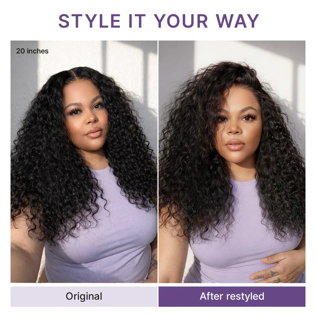 PreMax 180% / 250% Density Water Wave Glueless Flexi-Fit Drawstring 13x4 Frontal Lace Fluffy Curly Wig Pre-Cut Lace