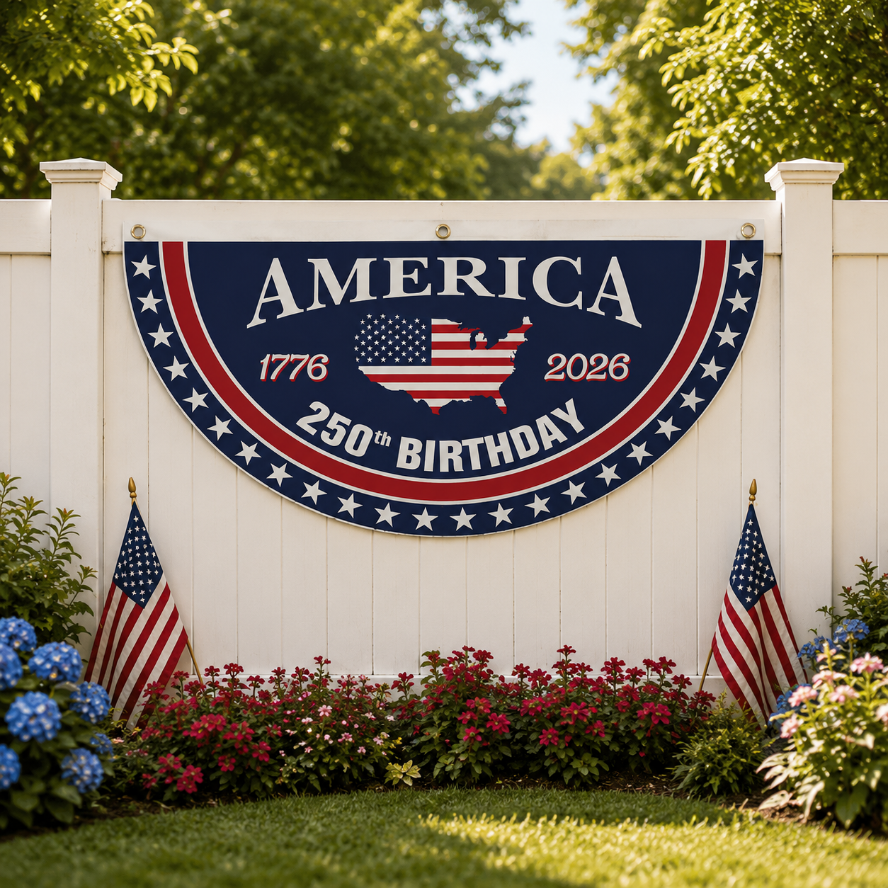 American flag commemorating the 250th anniversary of the founding of the United States