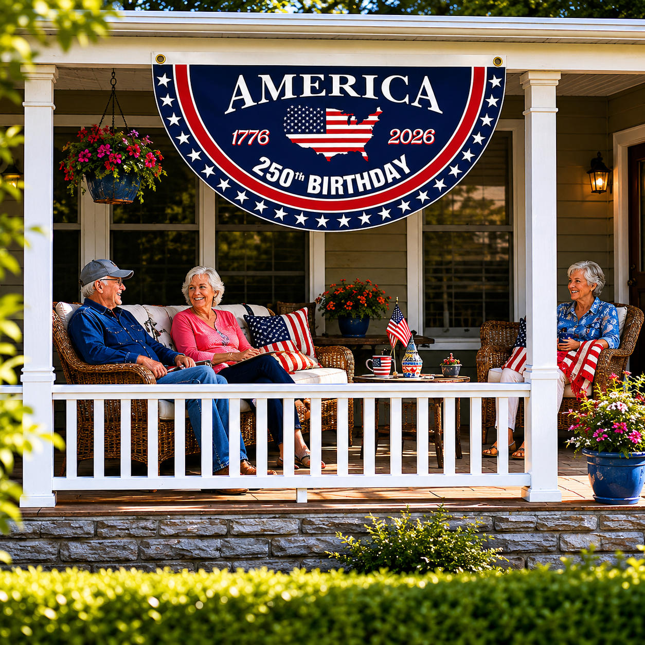 American flag commemorating the 250th anniversary of the founding of the United States