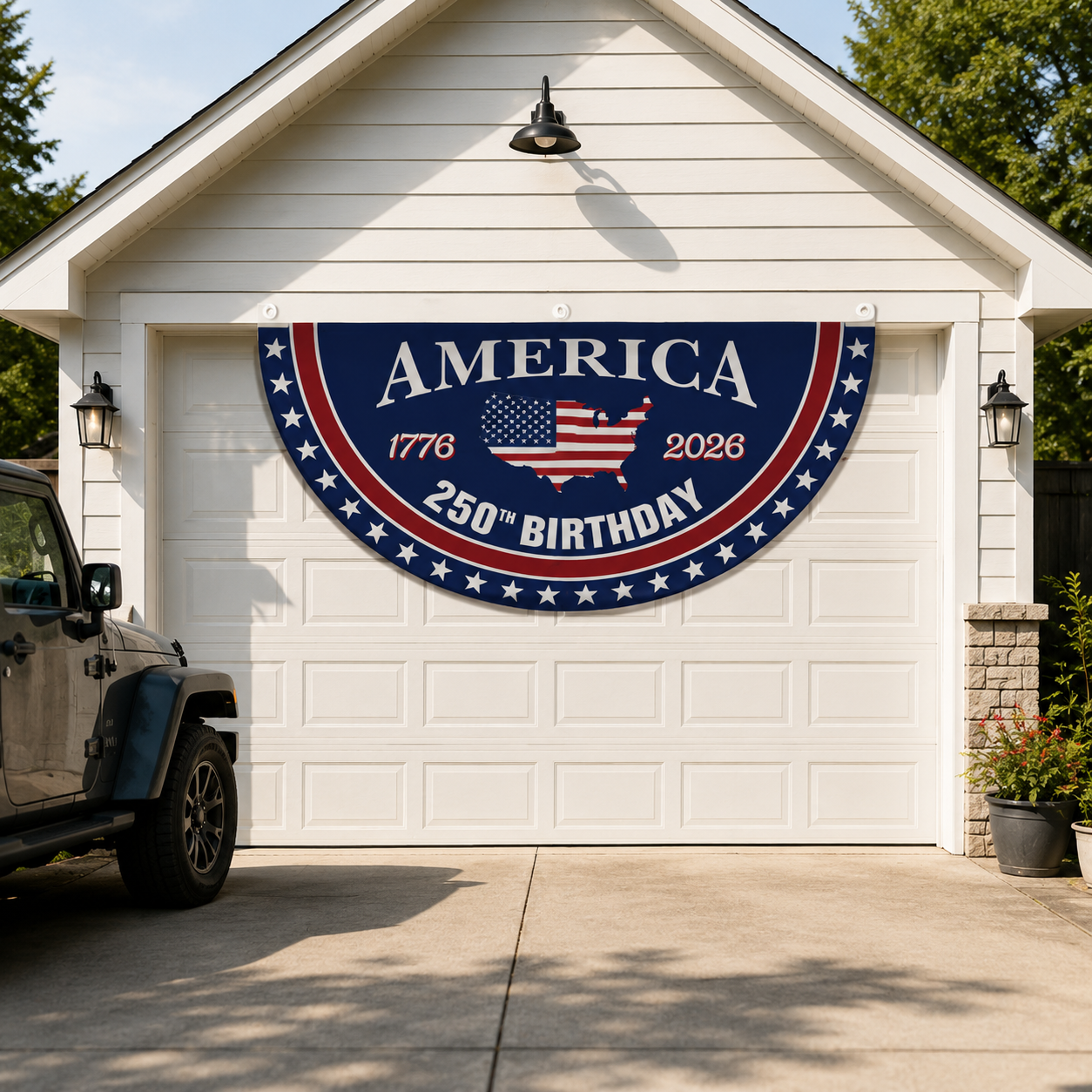 American flag commemorating the 250th anniversary of the founding of the United States
