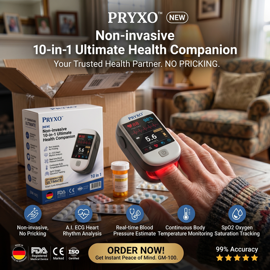 Pryxo™ second generation 10-in-1 smart blood medical instrument / 10 health reports - No-Prick